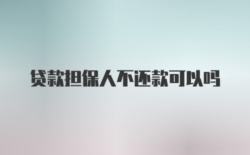 贷款担保人不还款可以吗