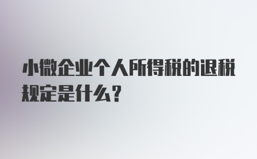 小微企业个人所得税的退税规定是什么？