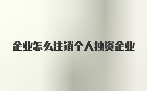 企业怎么注销个人独资企业