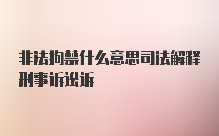 非法拘禁什么意思司法解释刑事诉讼诉