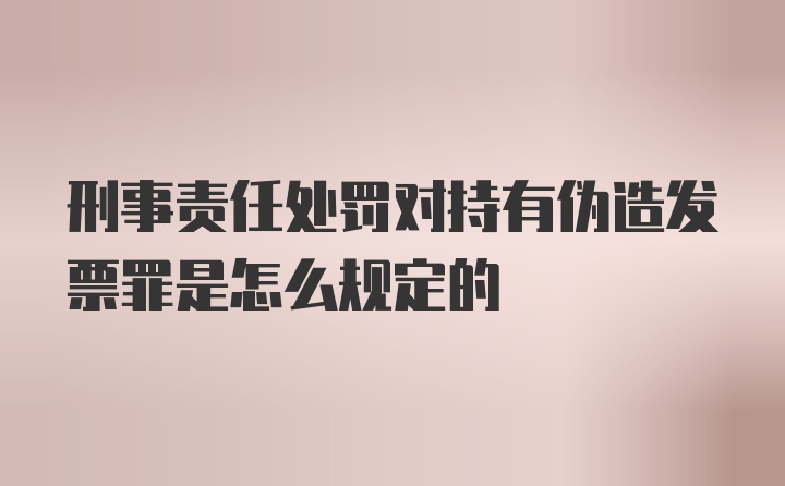 刑事责任处罚对持有伪造发票罪是怎么规定的