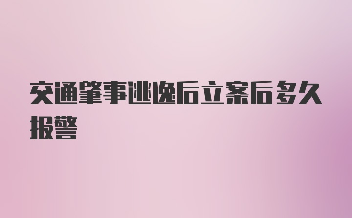 交通肇事逃逸后立案后多久报警