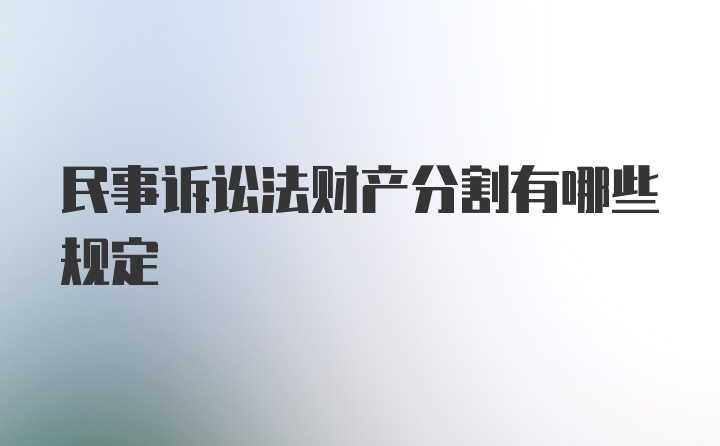 民事诉讼法财产分割有哪些规定