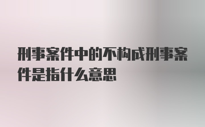 刑事案件中的不构成刑事案件是指什么意思