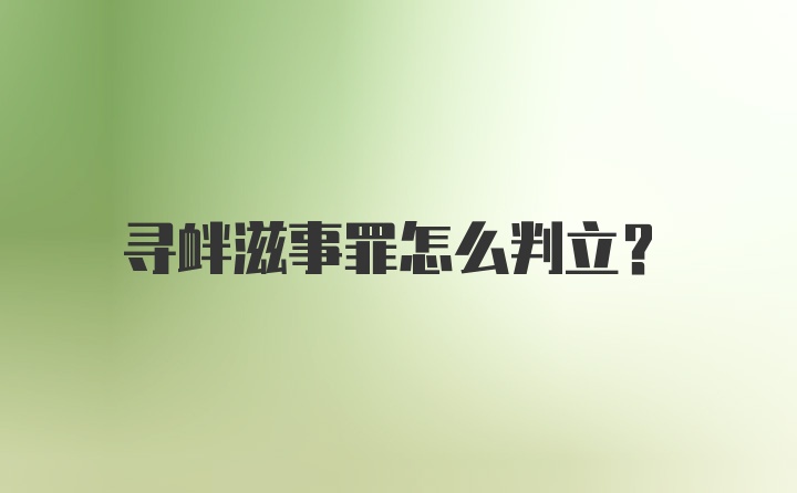 寻衅滋事罪怎么判立？