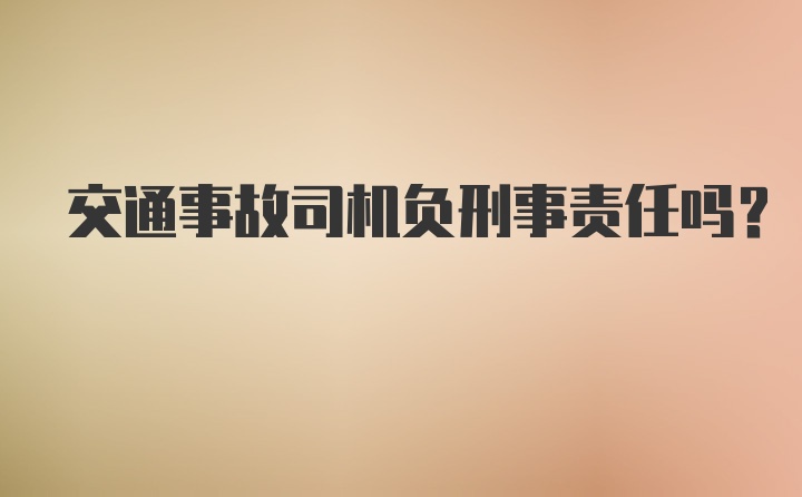 交通事故司机负刑事责任吗？