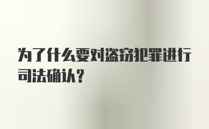 为了什么要对盗窃犯罪进行司法确认？