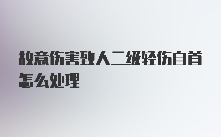 故意伤害致人二级轻伤自首怎么处理