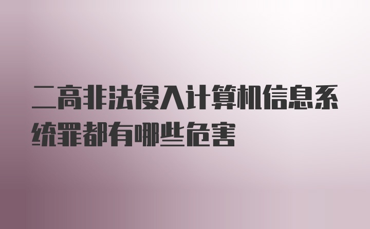 二高非法侵入计算机信息系统罪都有哪些危害