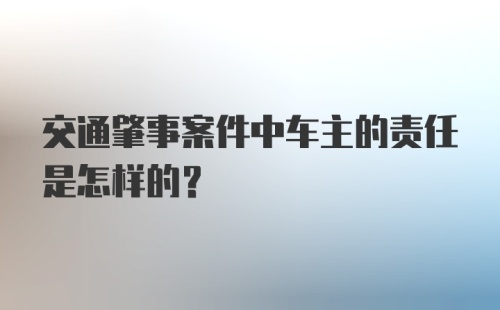 交通肇事案件中车主的责任是怎样的？