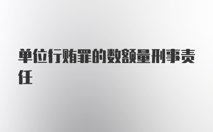 单位行贿罪的数额量刑事责任