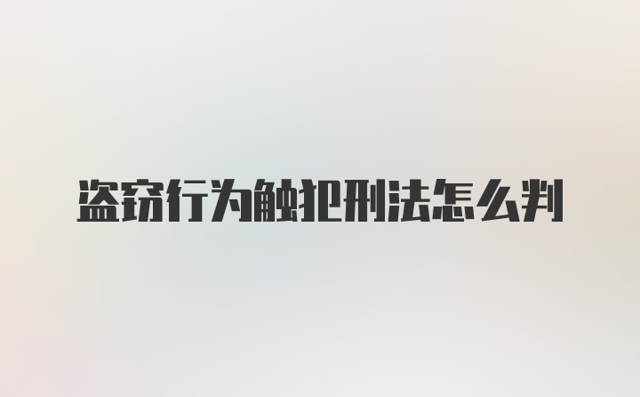 盗窃行为触犯刑法怎么判