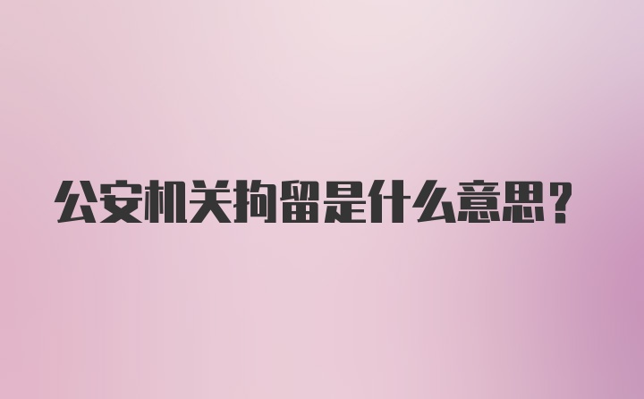 公安机关拘留是什么意思？