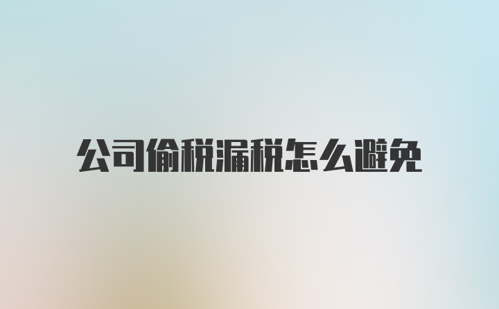 公司偷税漏税怎么避免