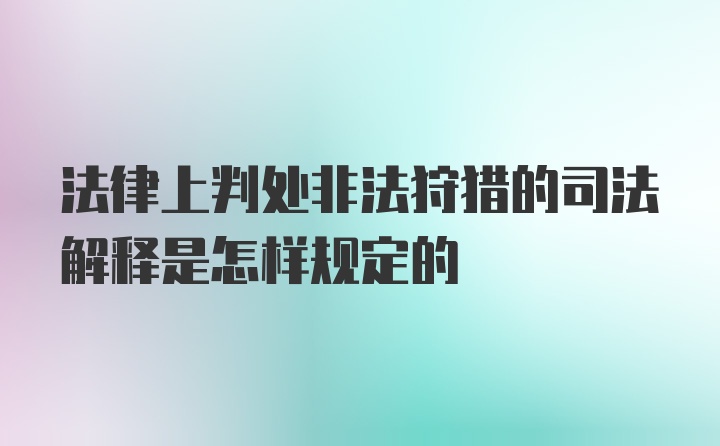 法律上判处非法狩猎的司法解释是怎样规定的