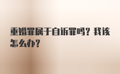 重婚罪属于自诉罪吗？我该怎么办？