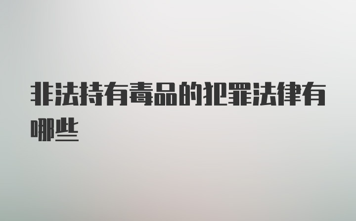 非法持有毒品的犯罪法律有哪些