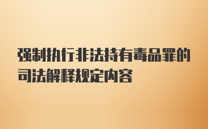 强制执行非法持有毒品罪的司法解释规定内容