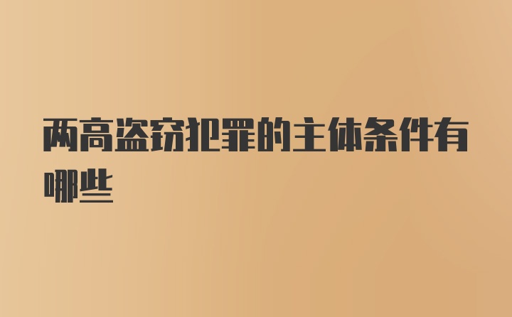 两高盗窃犯罪的主体条件有哪些