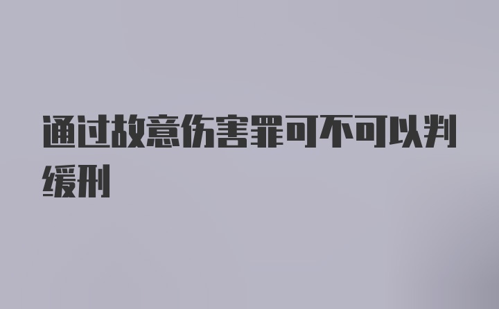 通过故意伤害罪可不可以判缓刑