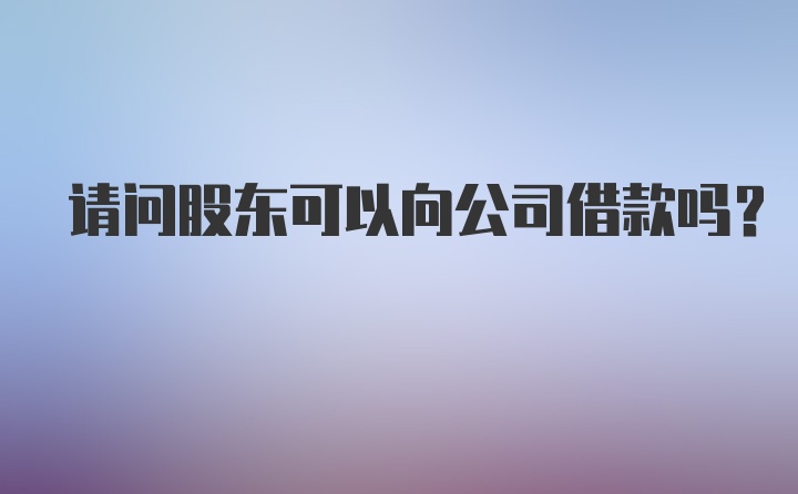 请问股东可以向公司借款吗？