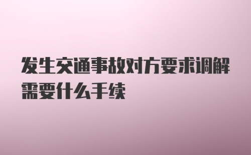 发生交通事故对方要求调解需要什么手续