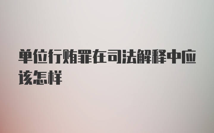 单位行贿罪在司法解释中应该怎样