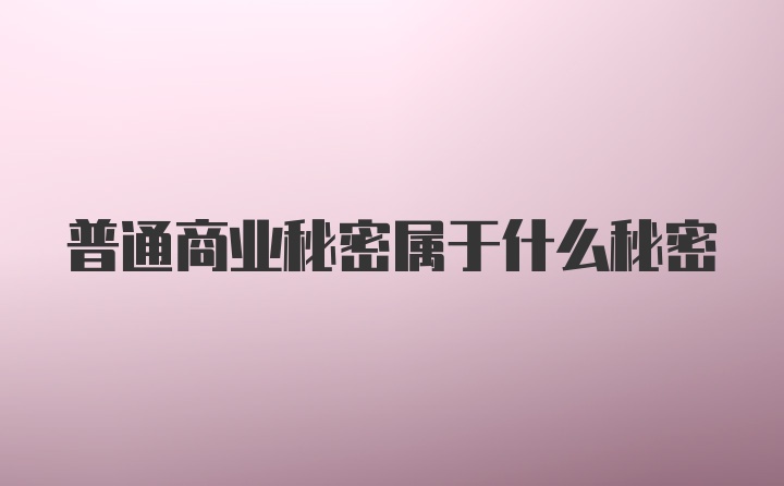 普通商业秘密属于什么秘密