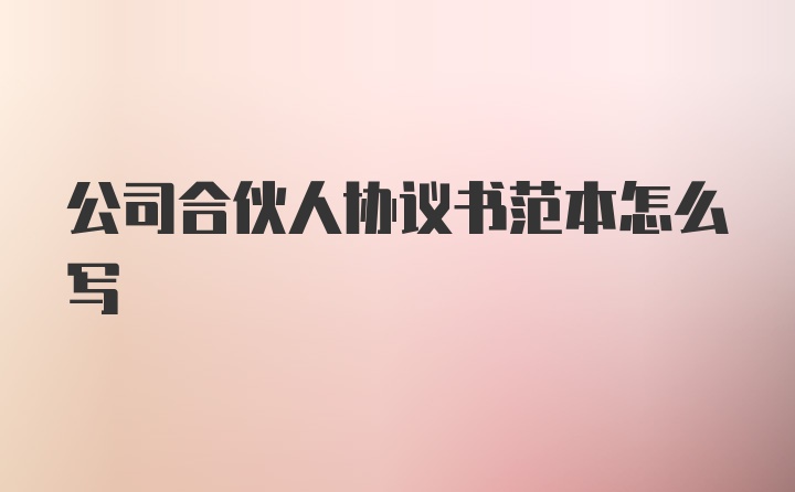 公司合伙人协议书范本怎么写