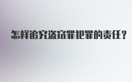 怎样追究盗窃罪犯罪的责任？