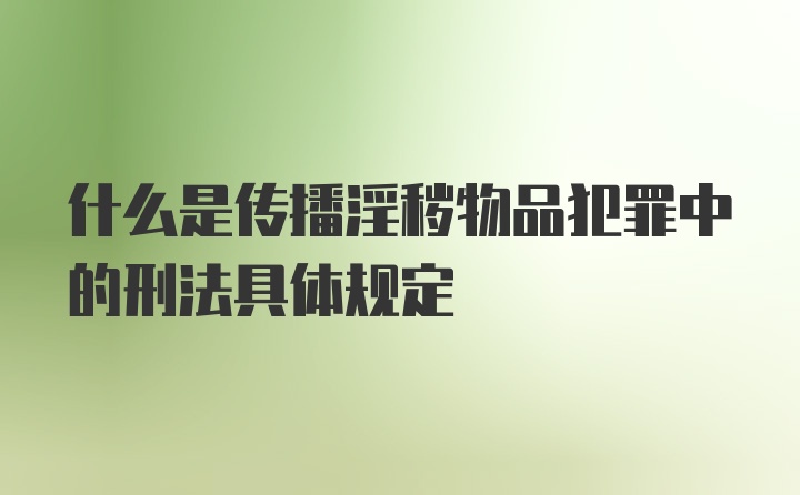 什么是传播淫秽物品犯罪中的刑法具体规定