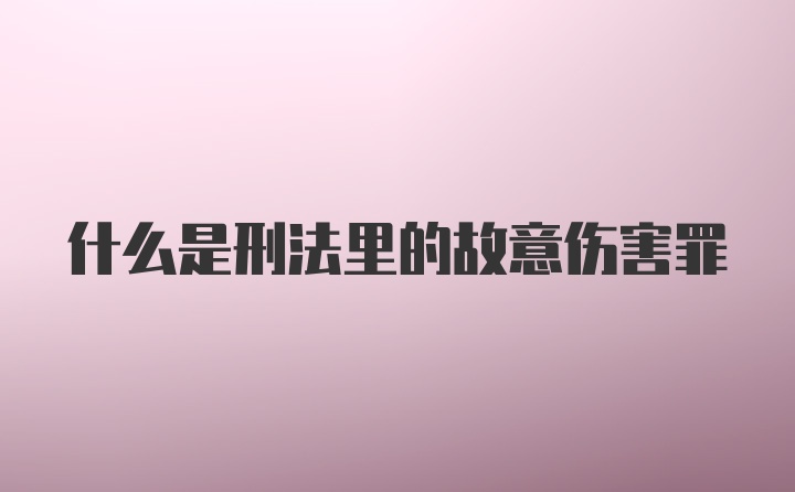 什么是刑法里的故意伤害罪