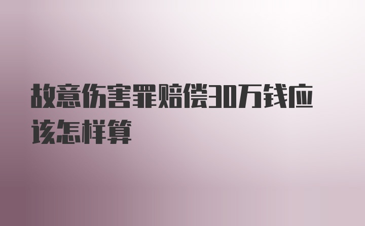 故意伤害罪赔偿30万钱应该怎样算