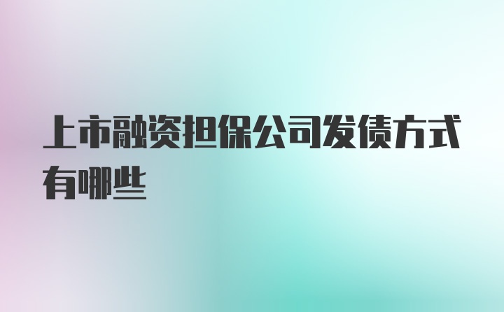 上市融资担保公司发债方式有哪些