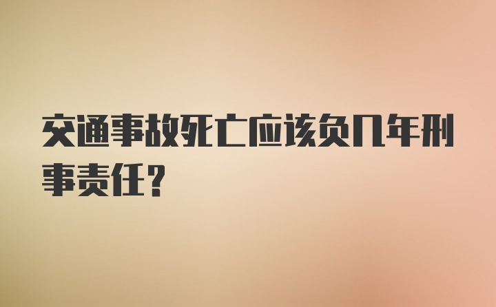 交通事故死亡应该负几年刑事责任？