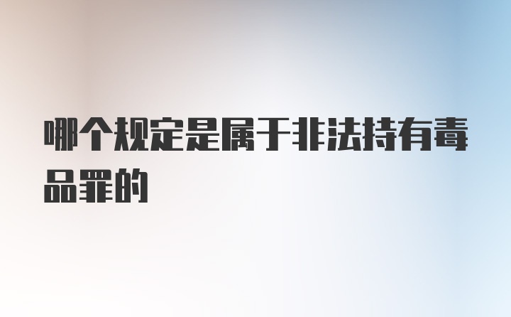 哪个规定是属于非法持有毒品罪的