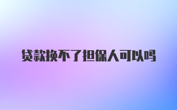 贷款换不了担保人可以吗