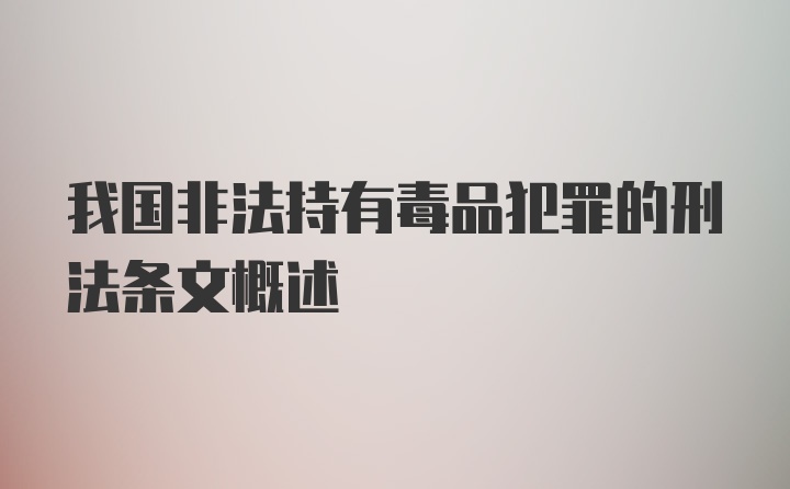 我国非法持有毒品犯罪的刑法条文概述