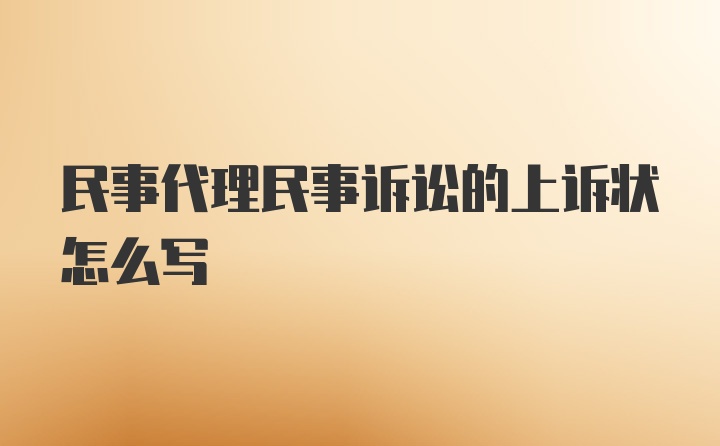 民事代理民事诉讼的上诉状怎么写