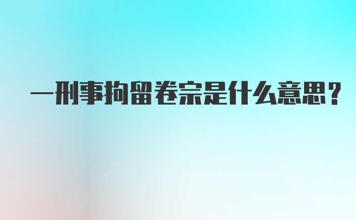 一刑事拘留卷宗是什么意思?