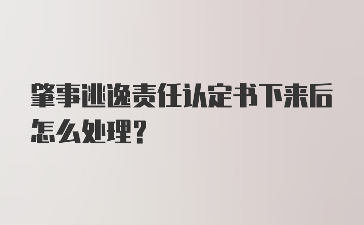 肇事逃逸责任认定书下来后怎么处理？