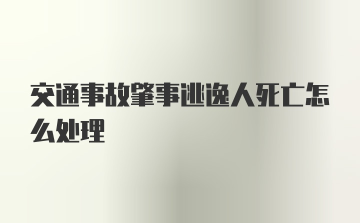 交通事故肇事逃逸人死亡怎么处理