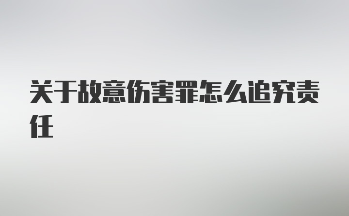 关于故意伤害罪怎么追究责任