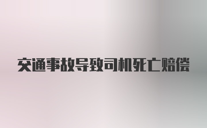 交通事故导致司机死亡赔偿