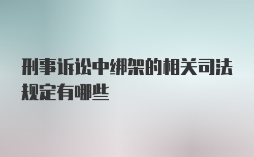 刑事诉讼中绑架的相关司法规定有哪些