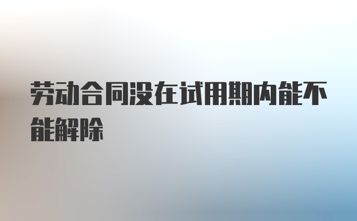 劳动合同没在试用期内能不能解除