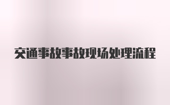 交通事故事故现场处理流程