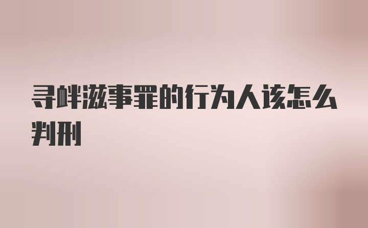 寻衅滋事罪的行为人该怎么判刑