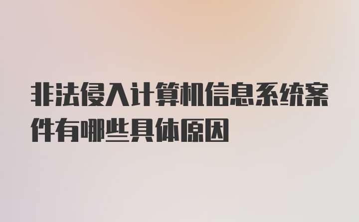 非法侵入计算机信息系统案件有哪些具体原因