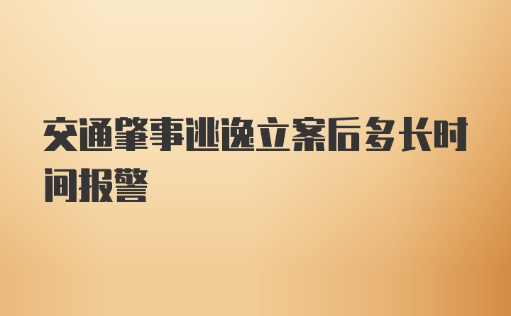 交通肇事逃逸立案后多长时间报警